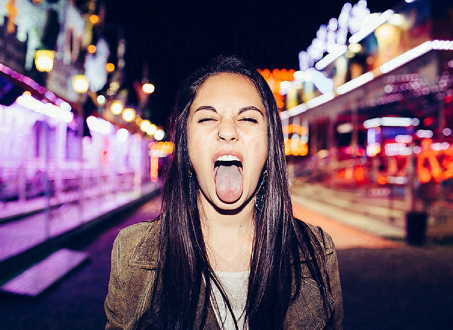 tongue stucking out