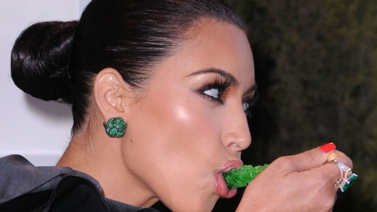 Kim Kardashian eating
