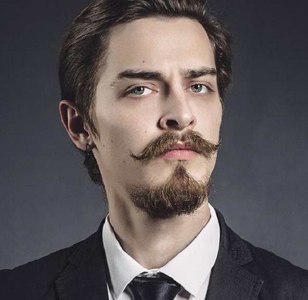 handlebar and goatee