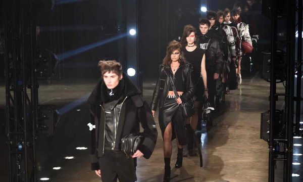 Versus models on the runway at London fashion week. Credits: WWD/Rex/Shutterstock