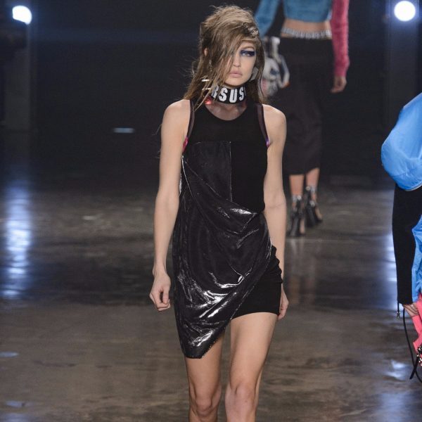 Gigi Hadid on the runway at London fashion week.