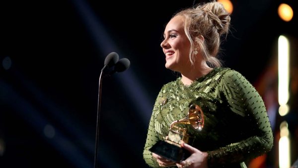 Singer Adele accepts the award for Album of The Year, "25”.