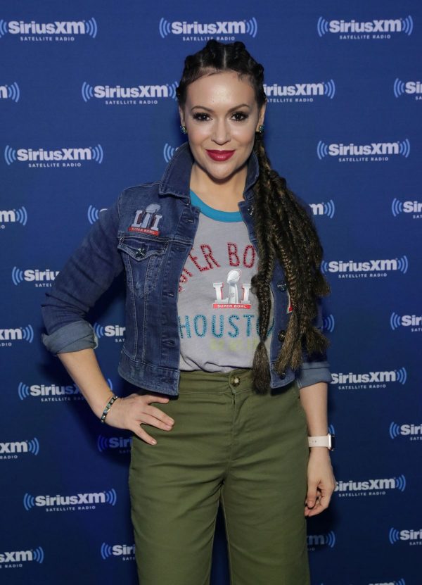 Alyssa milano at the Super Bowl 2017.