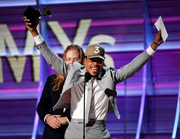 Chance the Rapper accepts the award for Best New Artist.