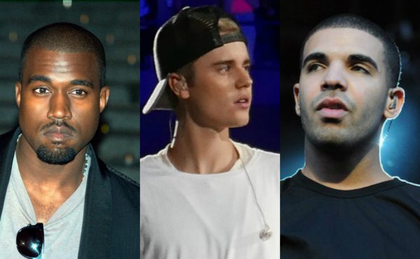 kanye West, Justin Bieber and Drake