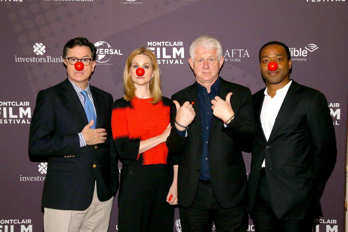 Stephen Colbert, Laura Linney, Richard Curtis and Chiwetel Ejiofor at the Montclair Film Festival. Credits: Paul Zimmerman.
