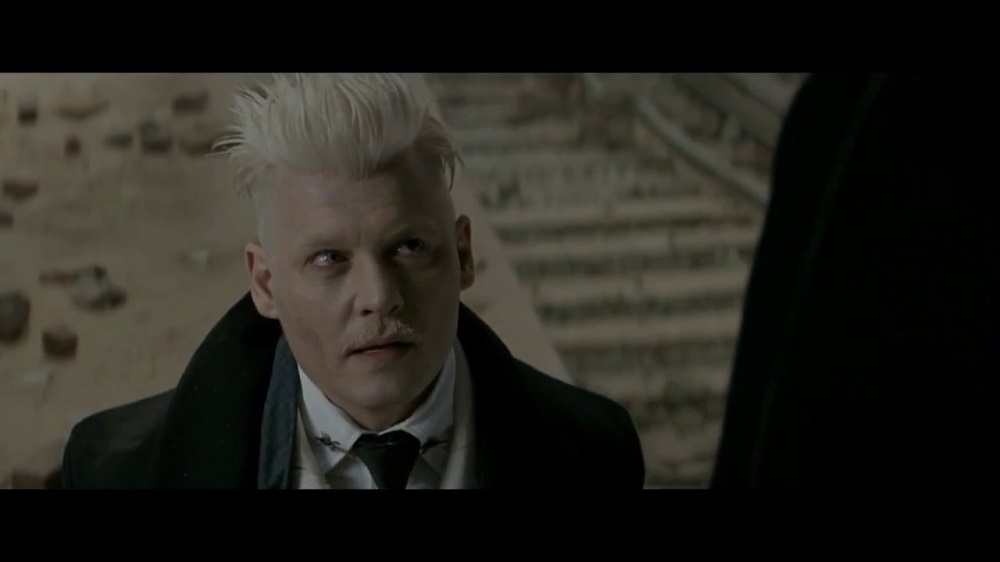 Johnny Depp playing the dark wizard Gellert Grindelwald in the Fantastic Beasts And Where To Find Them