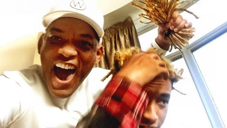Will Smith showing off the newly chopped dreadlocks