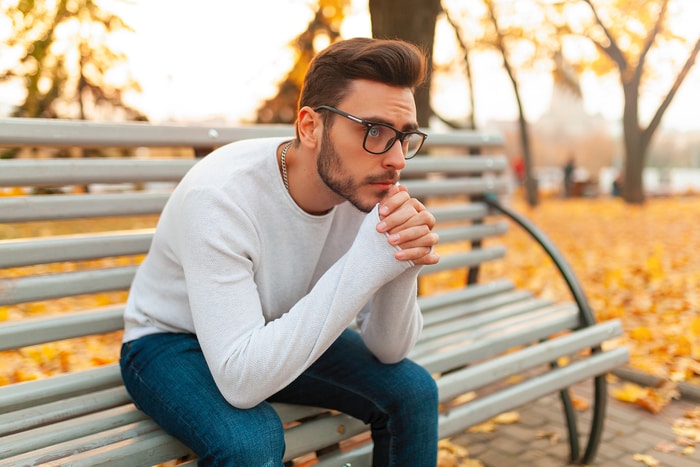 Lonely Man Sitting In The Park
