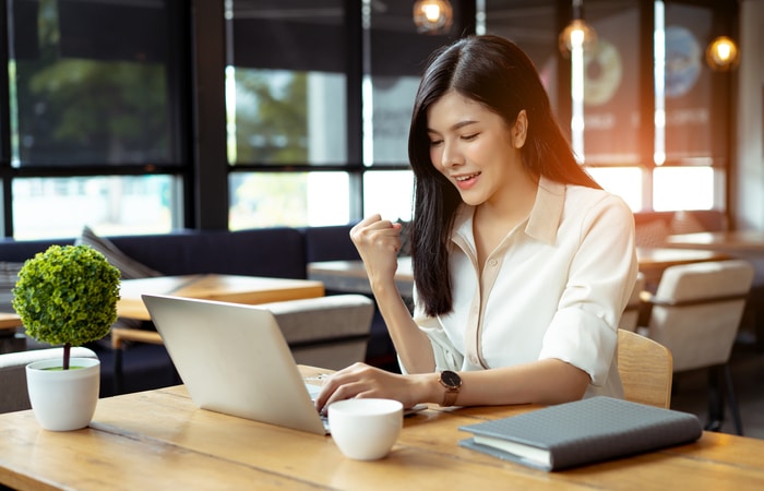Female Taking Exam Online